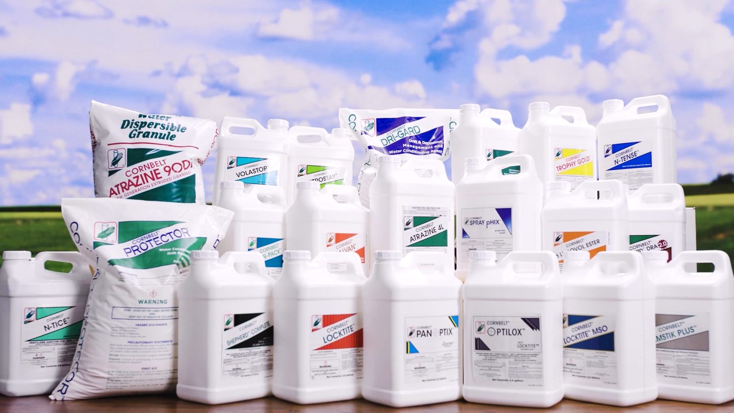 Product containers arranged for a studio group shot